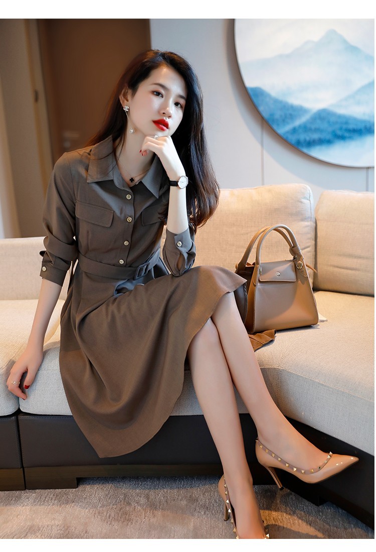 单蜜长袖连衣裙新品女装21年秋季新款韩版中长款时尚宽松秋冬显瘦小