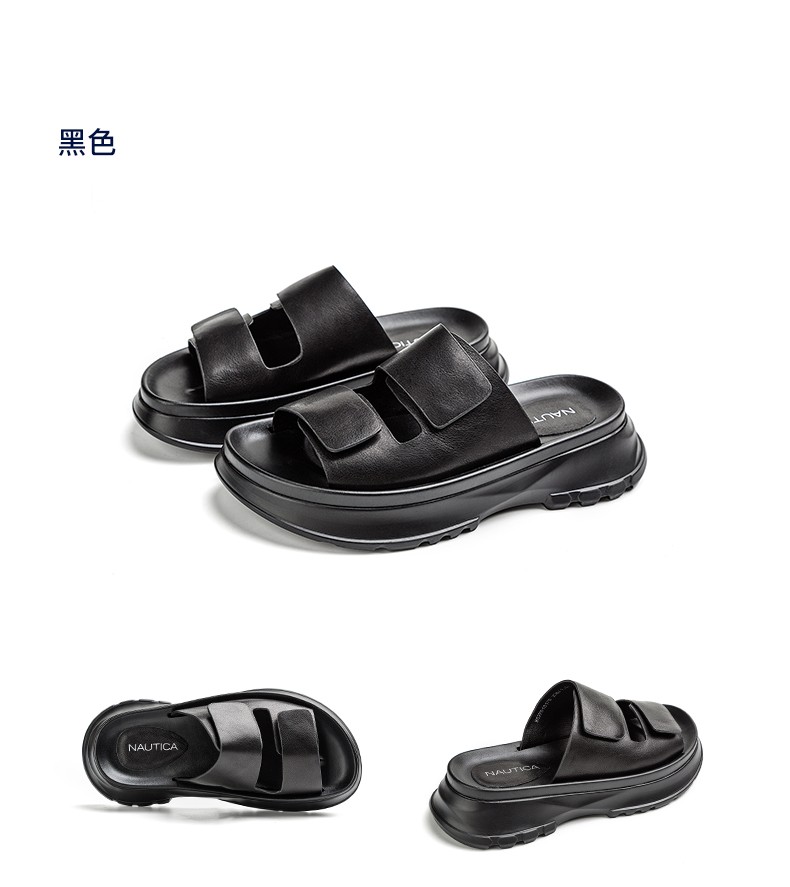 诺帝卡(nautica)女鞋新品拖鞋女外穿凉拖鞋女厚底懒人鞋子女 黑色 37