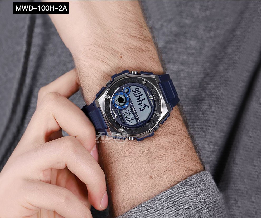 卡西欧(casio)手表十年电力防水休闲男表学生手表 mwd-100hd-1a【图片