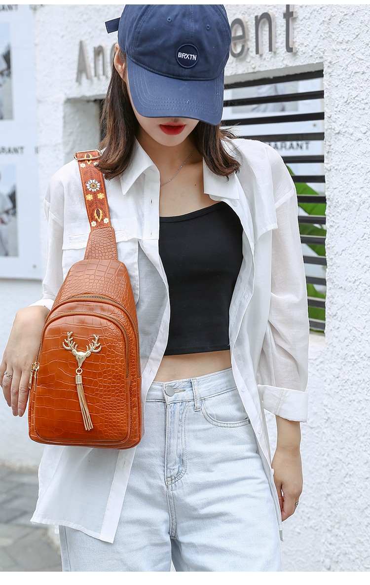 佳韩胸包女新款韩版时尚单肩包石头纹包包ins百搭胸前斜挎包背包908