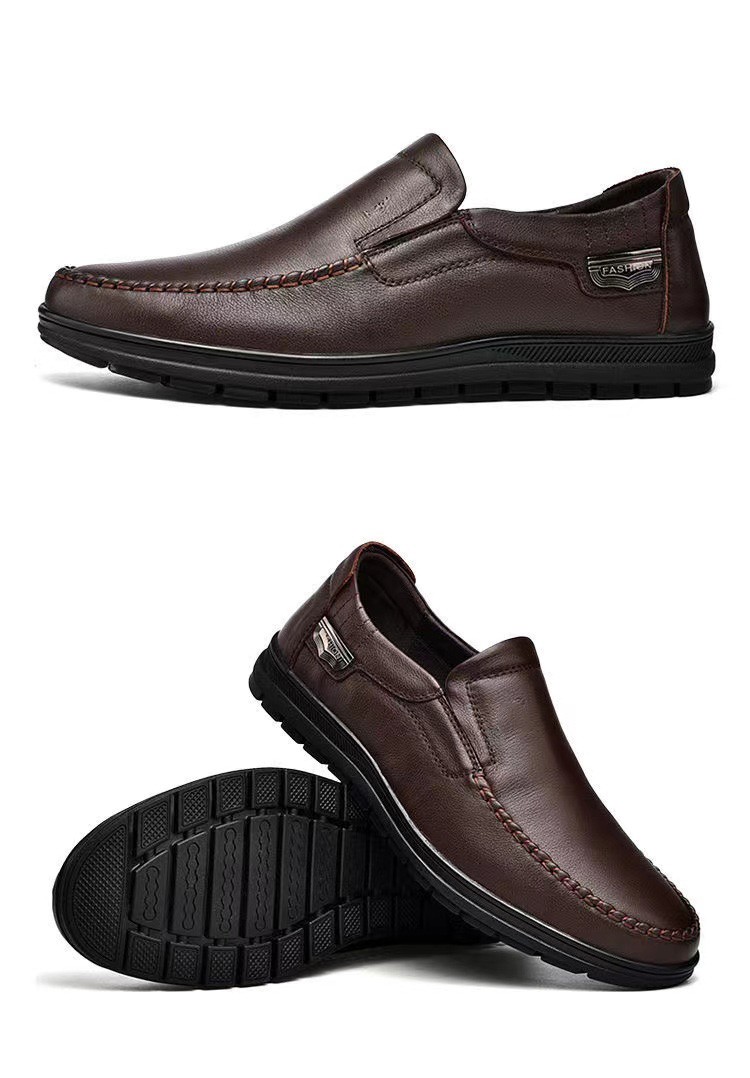 美国苹果apple皮鞋男中老年爸爸鞋夏季新款头层牛皮英伦风透气商务