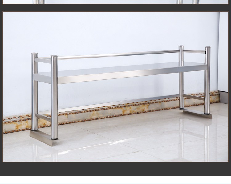 不锈钢立架多层奶茶店工作台上架带护栏台面架厨房置物架饭店立架加厚