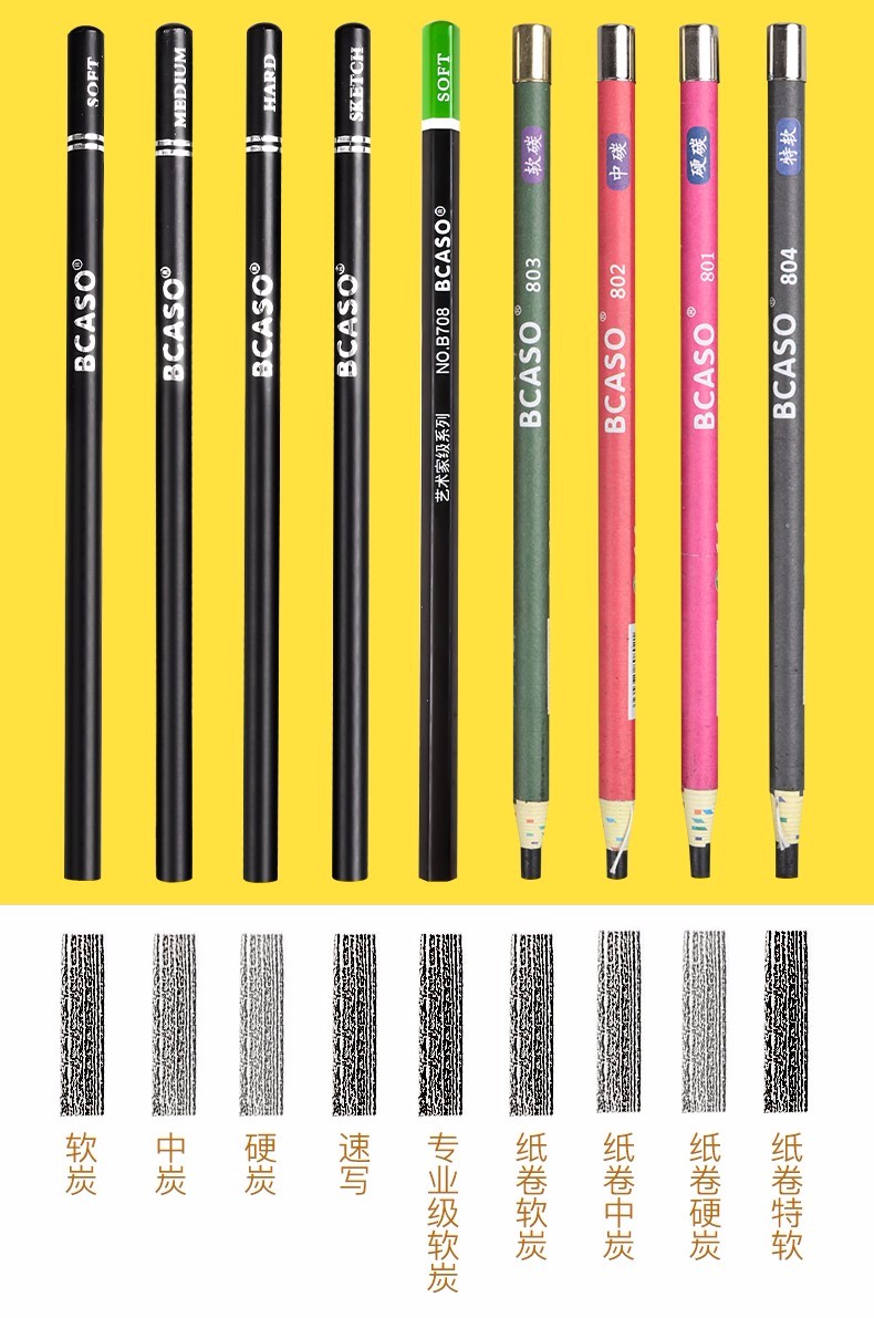 毕加索炭笔素描铅笔炭笔美术生专用速写套装手绘图初学者美术用品全套