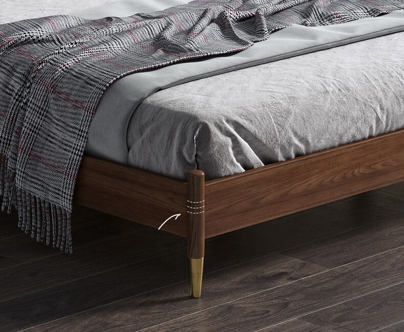 藤床家用现代实木床卧室简约双人床经济型出租屋单人床民宿酒店实木