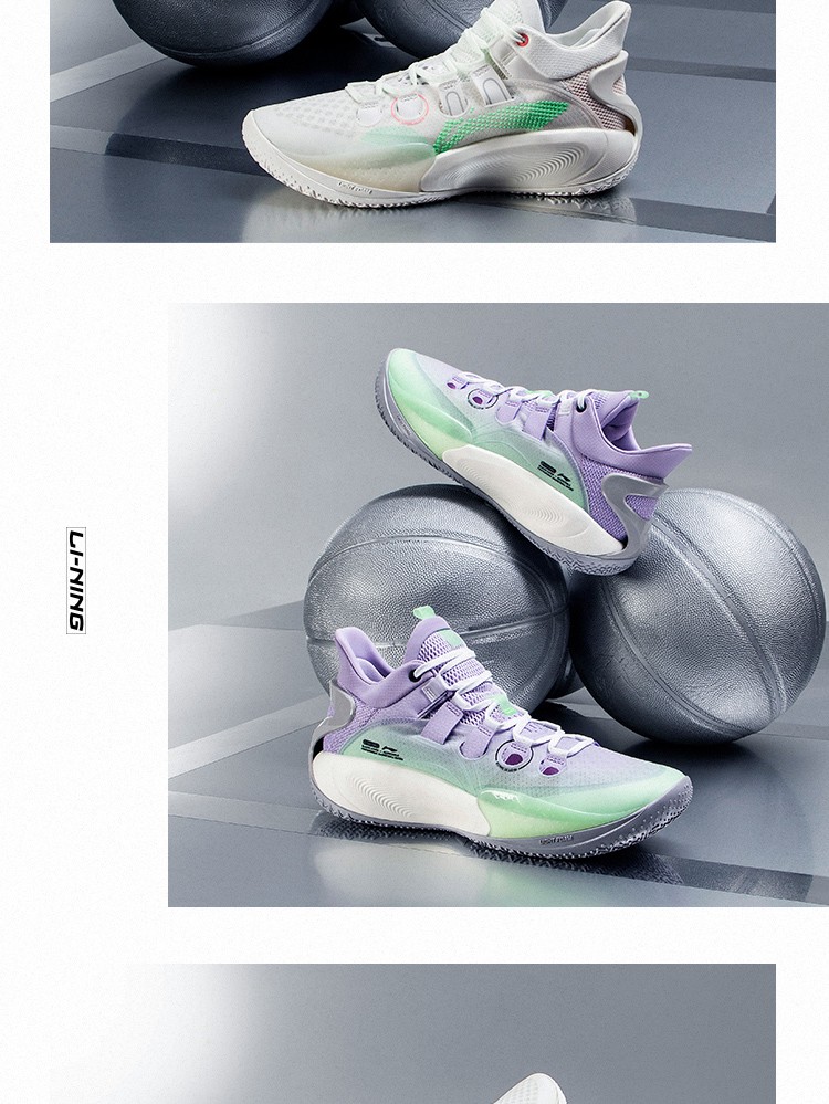 李宁篮球鞋音速9low低帮男鞋2021夏季新款音速9弹性男士运动鞋淡柔紫