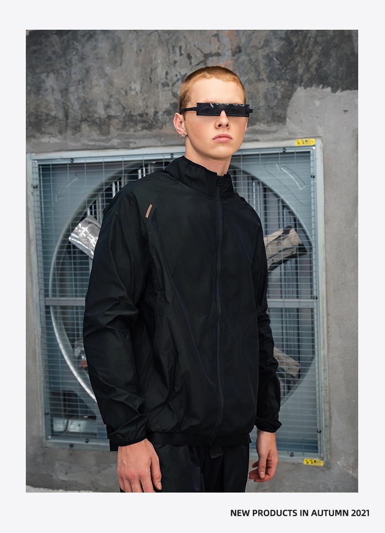 ygm春秋新款经典百搭黑色外套情侣休闲反光立领夹克男黑色m