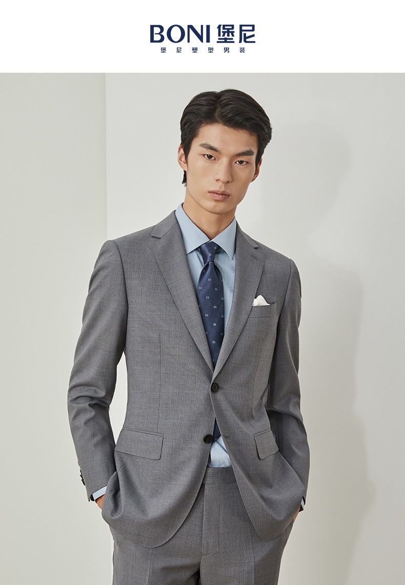 boni堡尼商务西服正装男士羊毛西装通勤办公西装西裤商务西服男新品