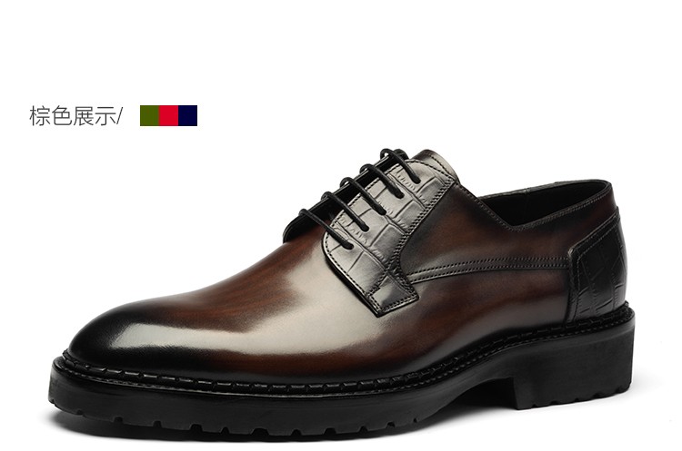 roberta诺贝达意大利进口男鞋男士商务尖头系带正装鞋光面德比鞋皮鞋