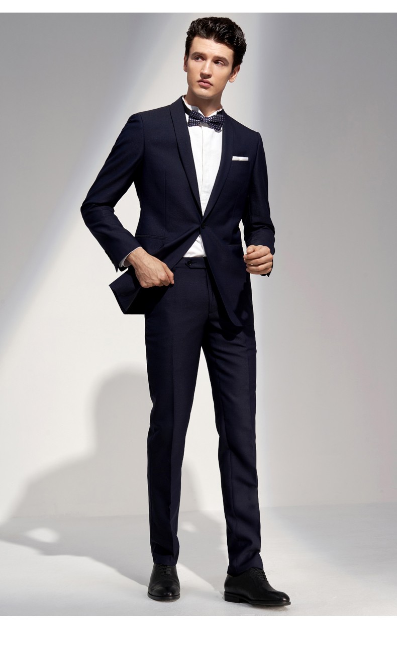 诺丁山休闲西服男修身商务时尚蓝色西服上衣na770042蓝色65y