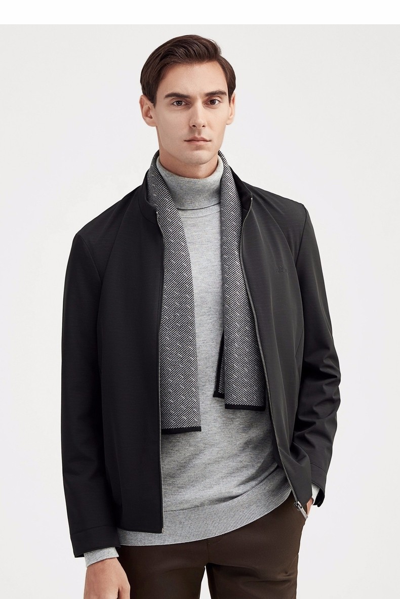 柒牌男装立领暗纹夹克 2021秋季新款中青年男士商务休闲轻便薄款外套