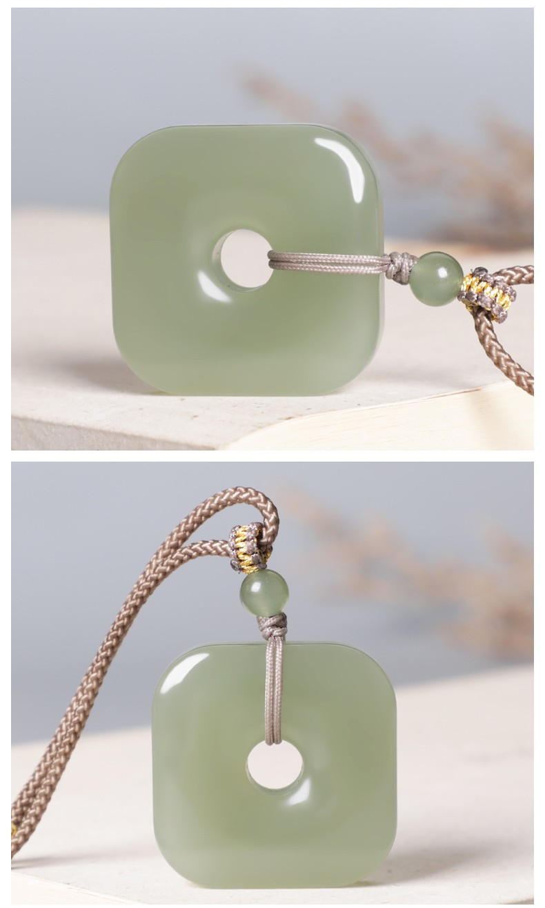 景曦 和田玉青白玉玉琮吊坠玉石平安扣挂件男女玉佩项链玉牌【图片