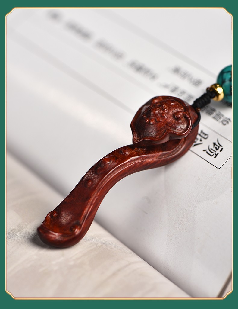 闽木匠印度小叶紫檀手把件人生如意摆件檀木红木质包挂件挂饰如意摆件