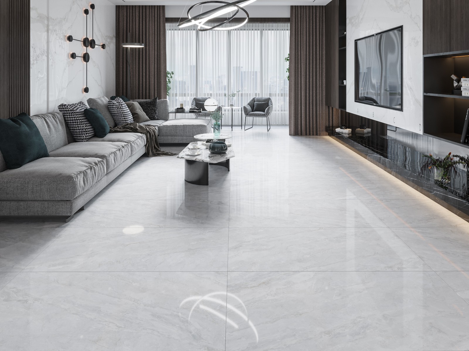 御富强陶瓷无限连纹负离子通体大理石瓷砖600x1200客厅新款防滑地板砖