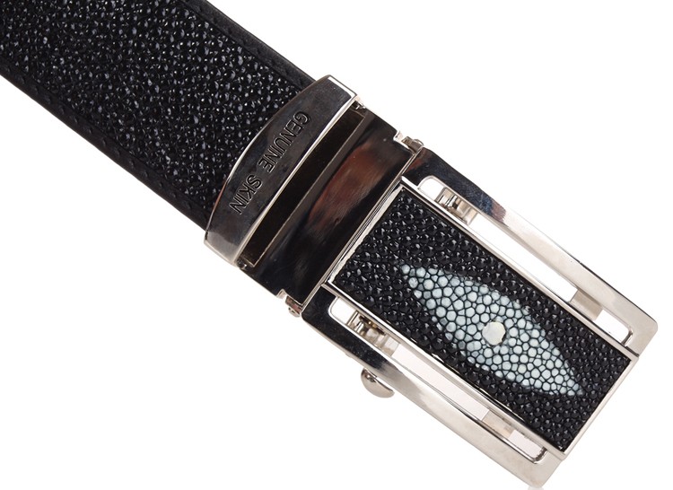 波兹达bozcaada男士腰带泰国进口珍珠鱼皮时尚皮带平滑扣休闲潮款皮带