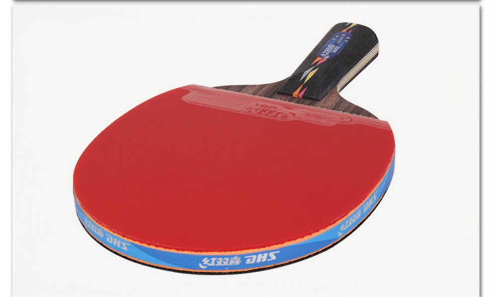 红双喜dhs五星乒乓球拍横拍直拍碳素底板双面反胶成品单拍附拍套r5006