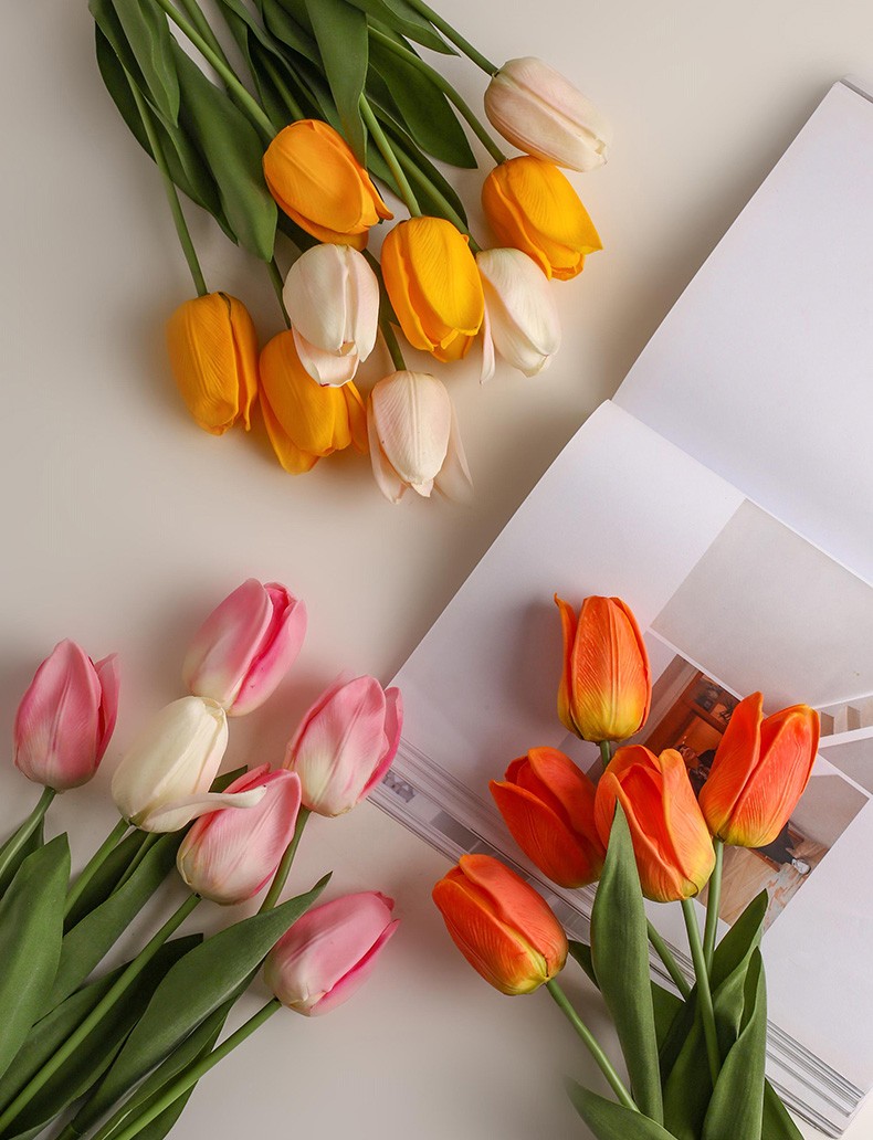 贝汉美bhmins风郁金香仿真花花束摆件假花客厅桌面插花装饰品仿真