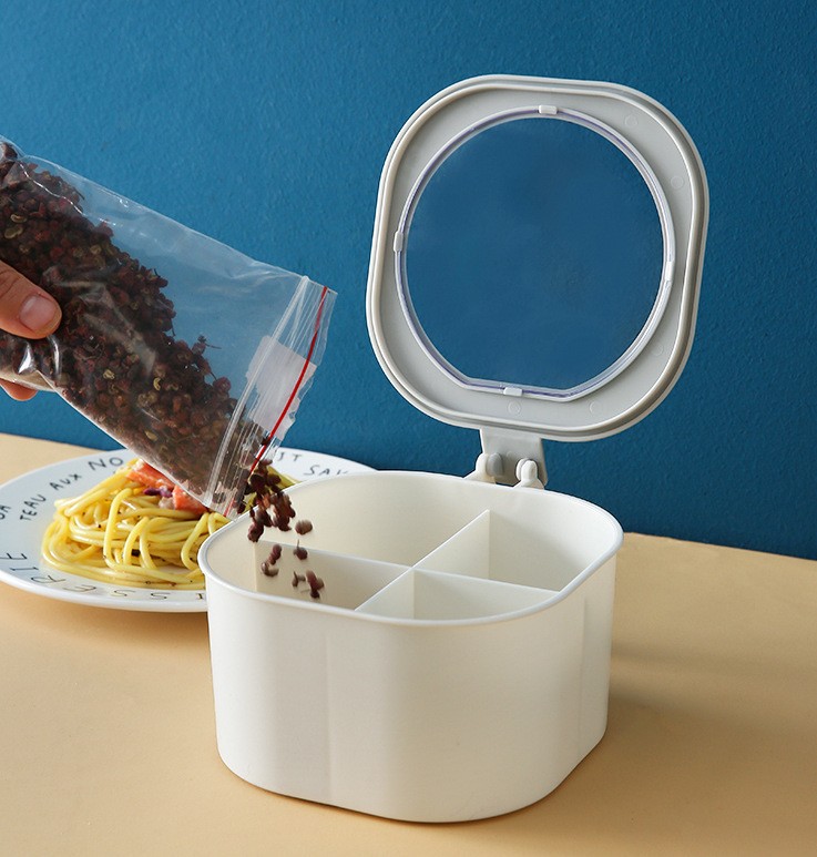 贾克斯4格调味盒厨房调味罐套装带盖四格一体家用收纳调味盒四格调味