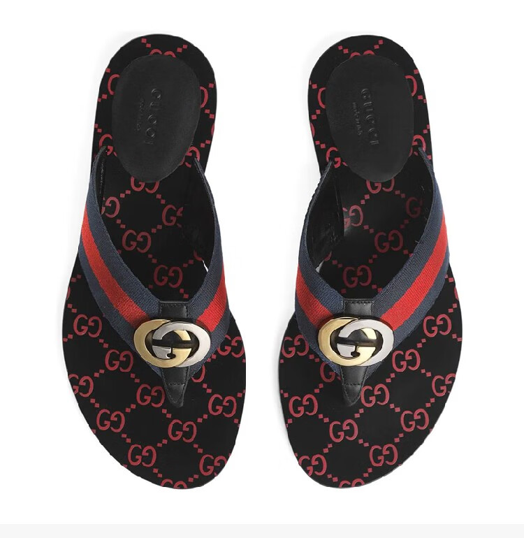 gucci古奇古驰奢侈品女鞋黑色凉鞋女士人字拖鞋612138h90208472355