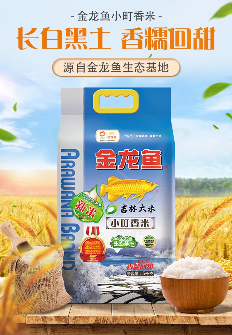 金龙鱼生态基地小町香米5kg东北大米10斤装蒸煮寿司米饭一级粳米5kg2