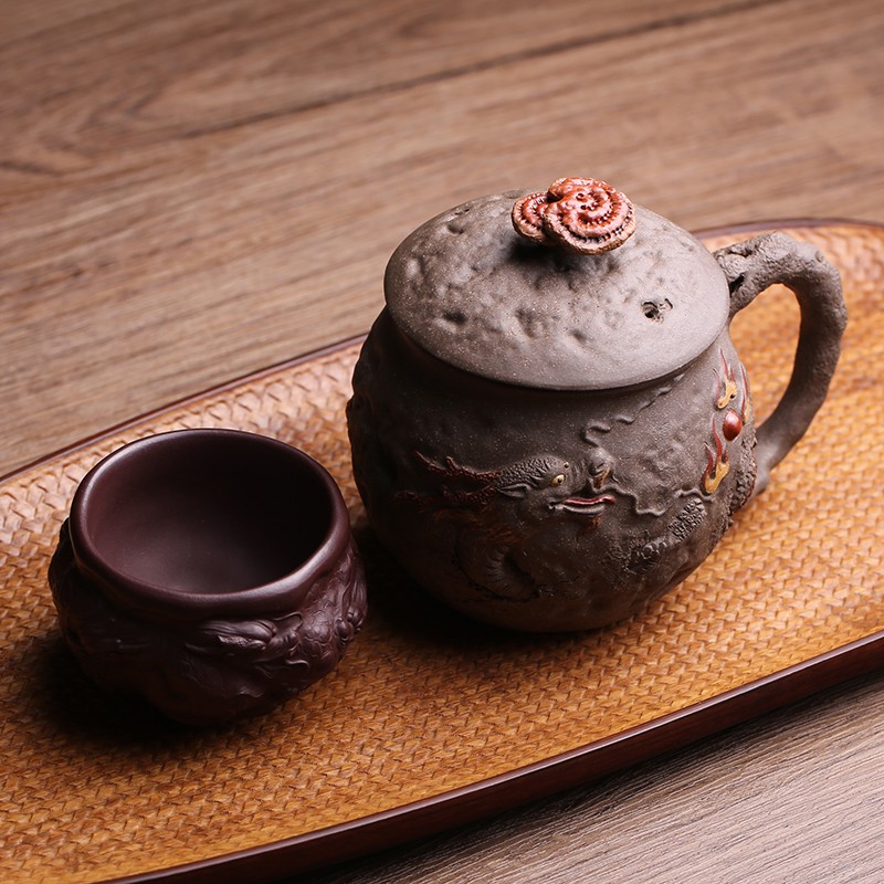 汉宫宜兴紫砂主人杯苍龙杯单杯全手工名家徐海龙品茗杯泡茶杯盖杯高端