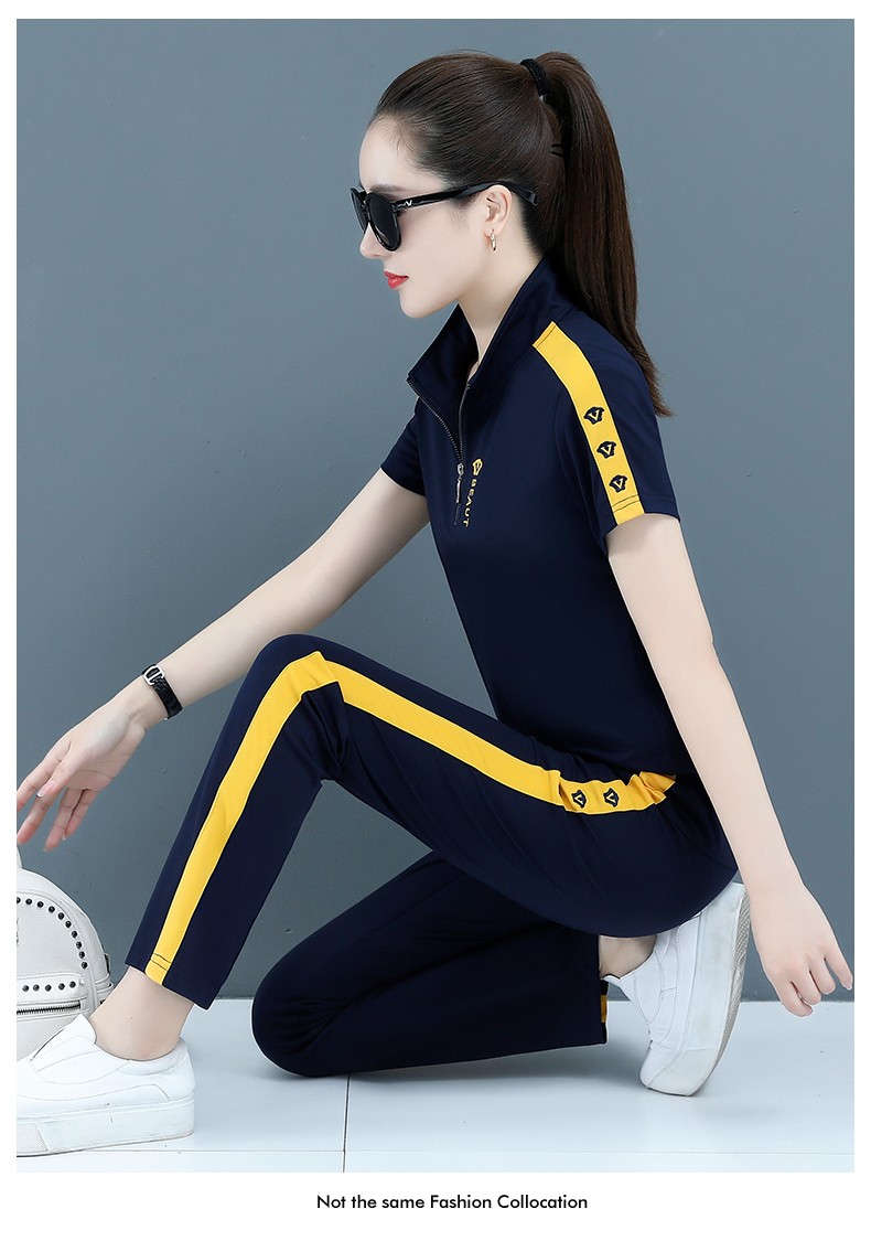 夏季新款夏装运动装女时尚运动服运动装女装休闲套装运动服跑步团购款