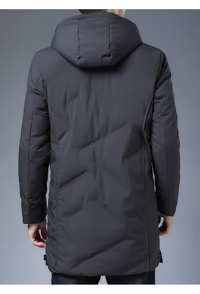 袋鼠男士中长款羽绒服外套秋冬季新款连帽加厚冬季外套中青年商务休闲