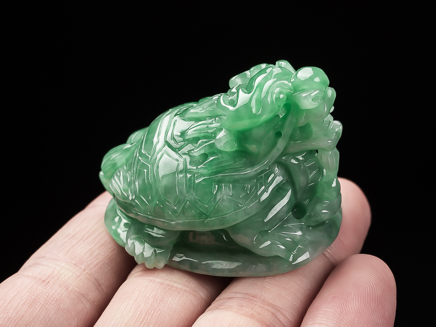 珠宝严选唯玉美翡翠龙龟小摆件玉石坠a货珠宝玉器附鉴定证书送爱人