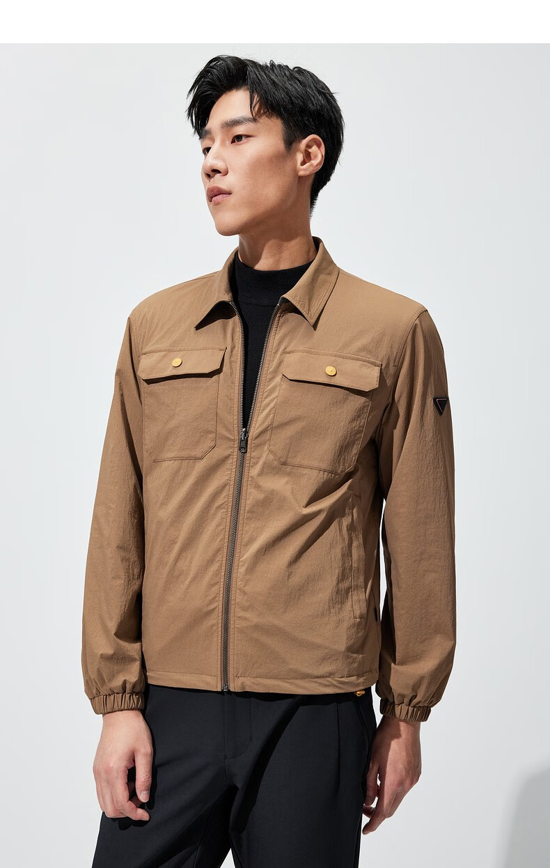 七匹狼 306 衣服运动服 棕色 夹克男外套立领双面穿男装 超跑联名