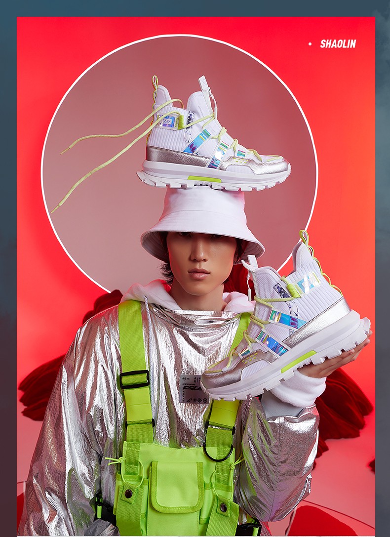 特步x少林联名款休闲鞋高帮潮流男鞋韩版舒适户外运动鞋子白绿41