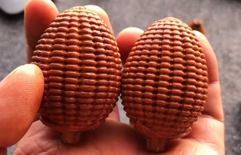 喜琢巴西大橄榄核雕刻玉米手把件文玩橄榄胡手捻五谷丰登印尼橄榄核大