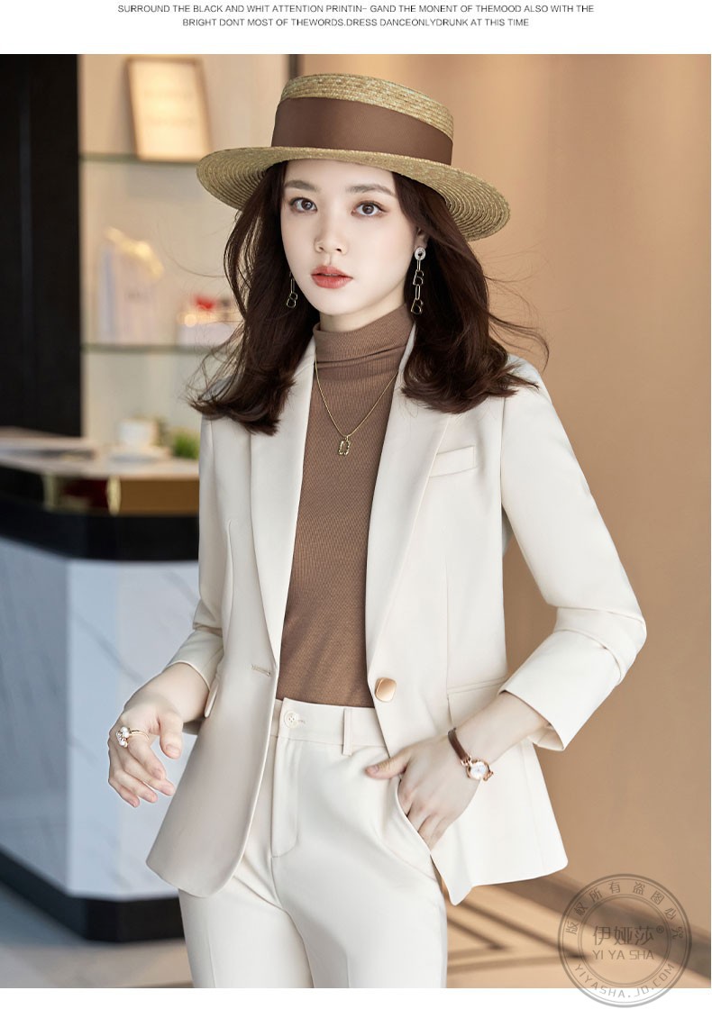 伊娅莎职业装女装套装时尚长袖小西装外套女气质修身女神范减龄商务