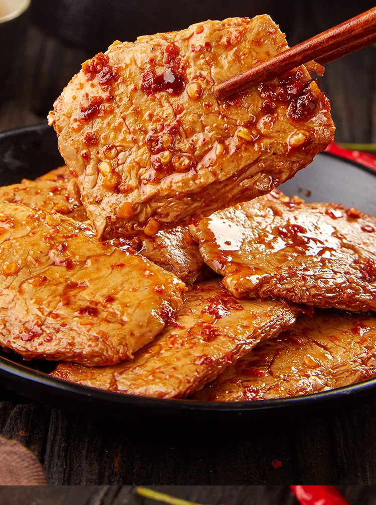 比比赞手撕素肉豆干辣条素牛肉香辣味素牛排网红休闲小零食品小吃 香