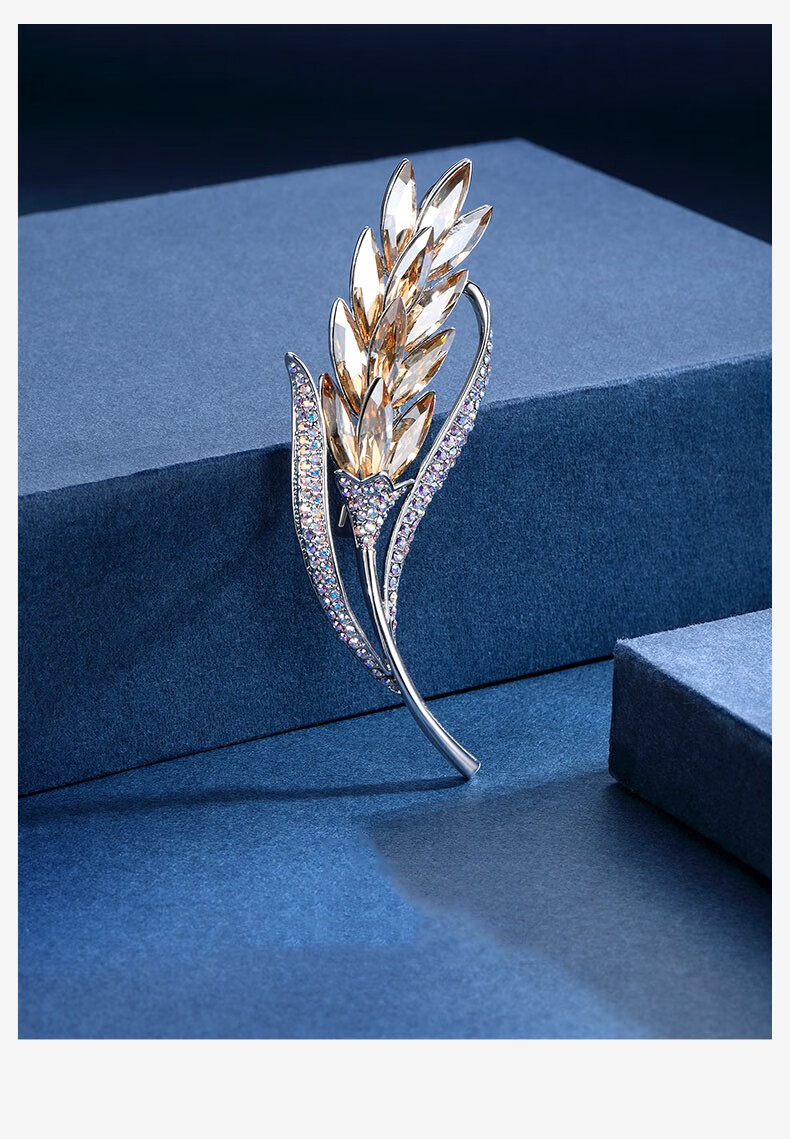 纪诗哲麦穗高档胸针女奢华胸花施华洛世奇元素宴会气质送女友老婆情人