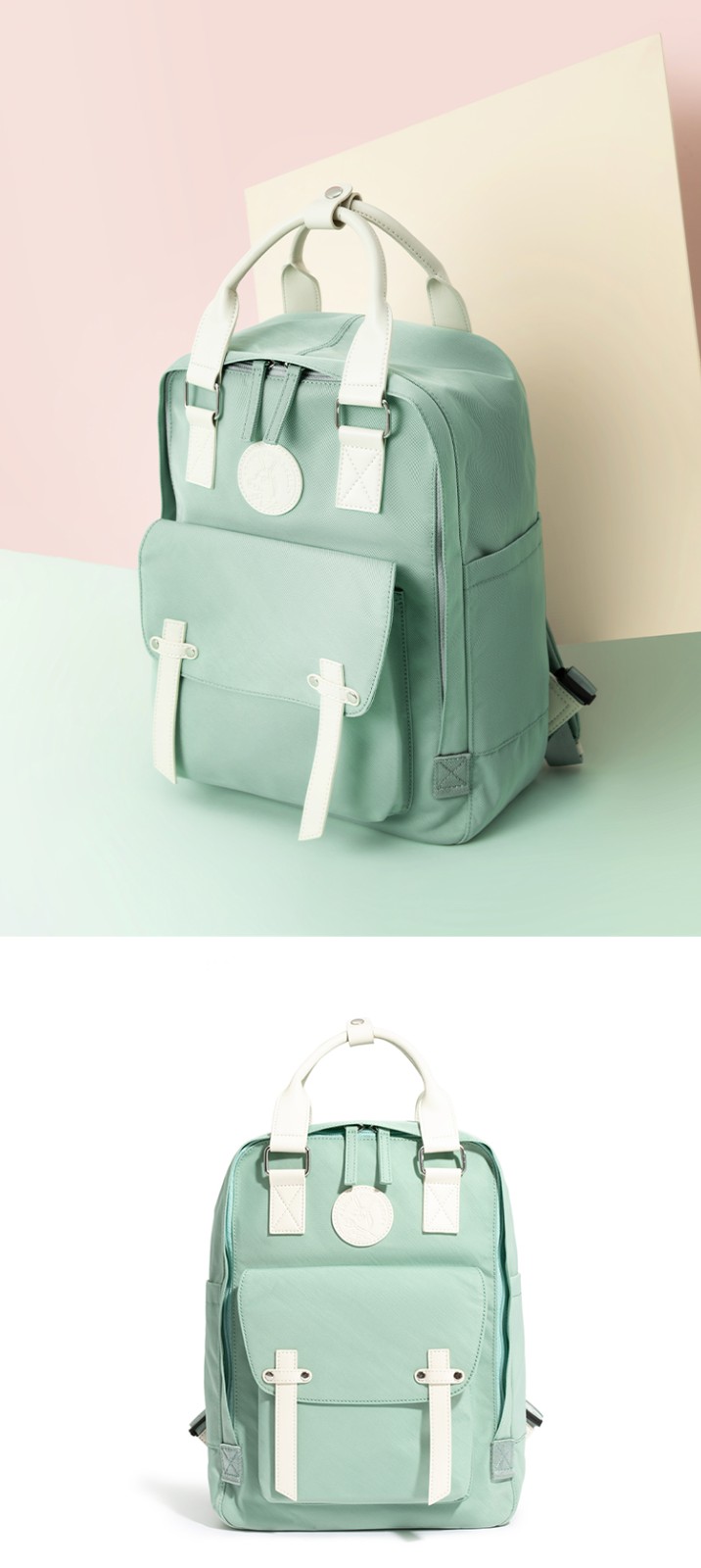 不莱玫双肩包女jk原创小众旅行背包轻便大容量书包高中大学生时尚绿色