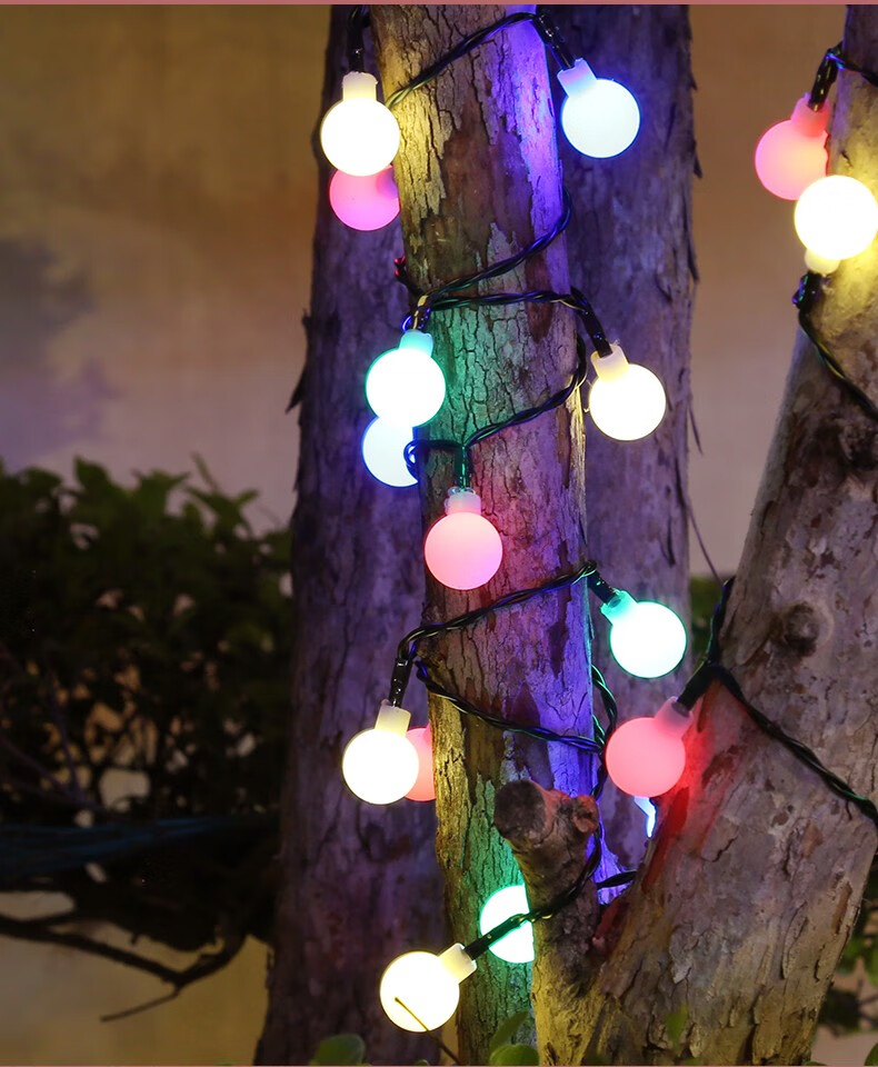 景观氛围led七彩灯带太阳能彩灯50灯7米气泡彩光八模式太阳能彩灯串灯