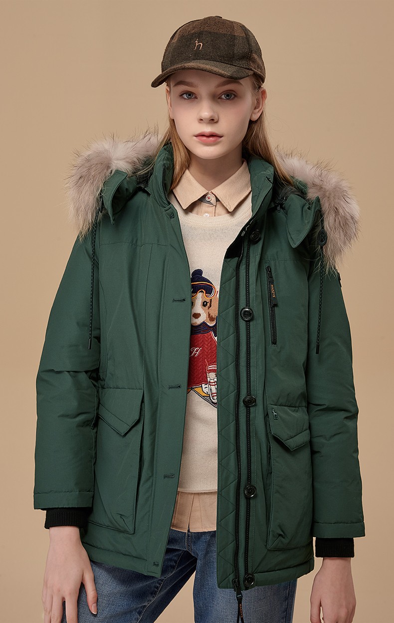 商场同款哈吉斯hazzys秋冬新款羽绒服女短款连帽休闲羽绒服asfsu00du