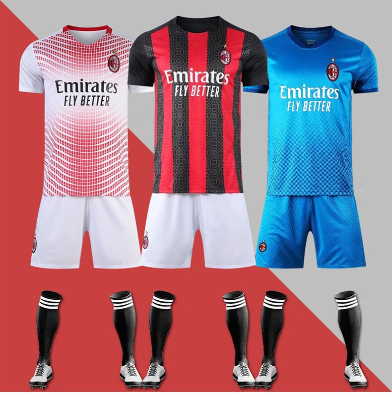 并力2122赛季ac米兰主客场足球服套装9号伊瓜因儿童球衣男女比赛运动