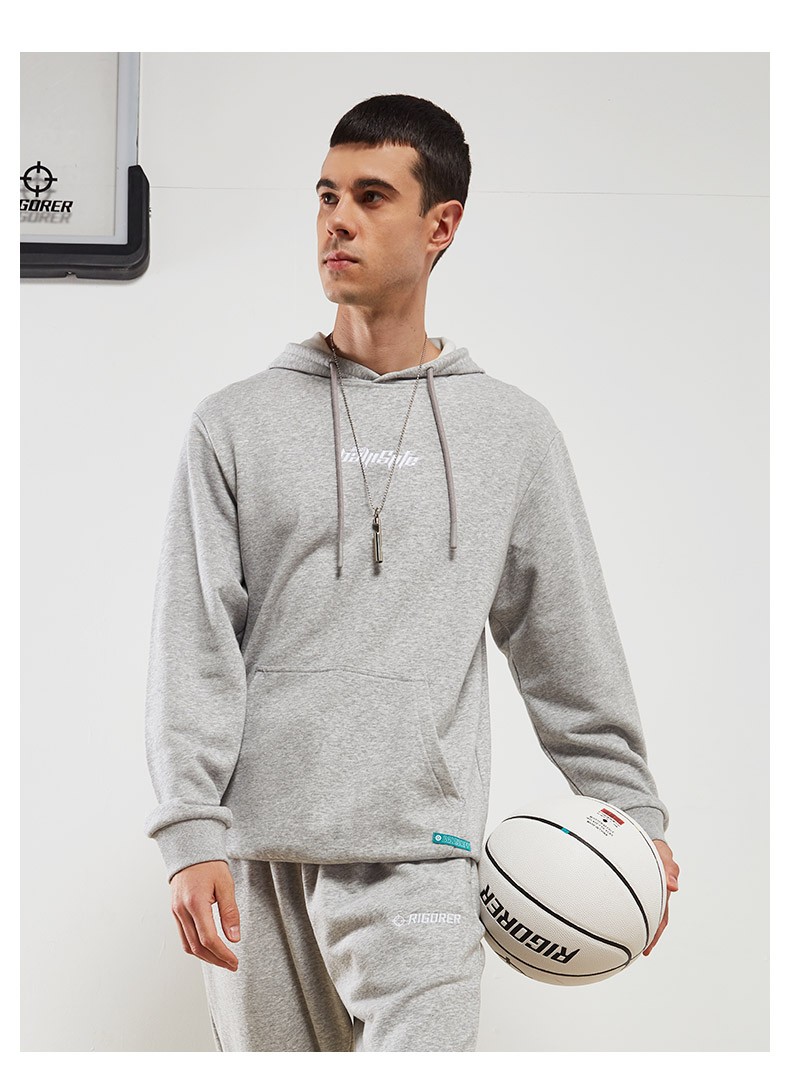 准者卫衣新款运动卫衣男女套头连帽宽松跑步篮球运动休闲时尚上衣 米