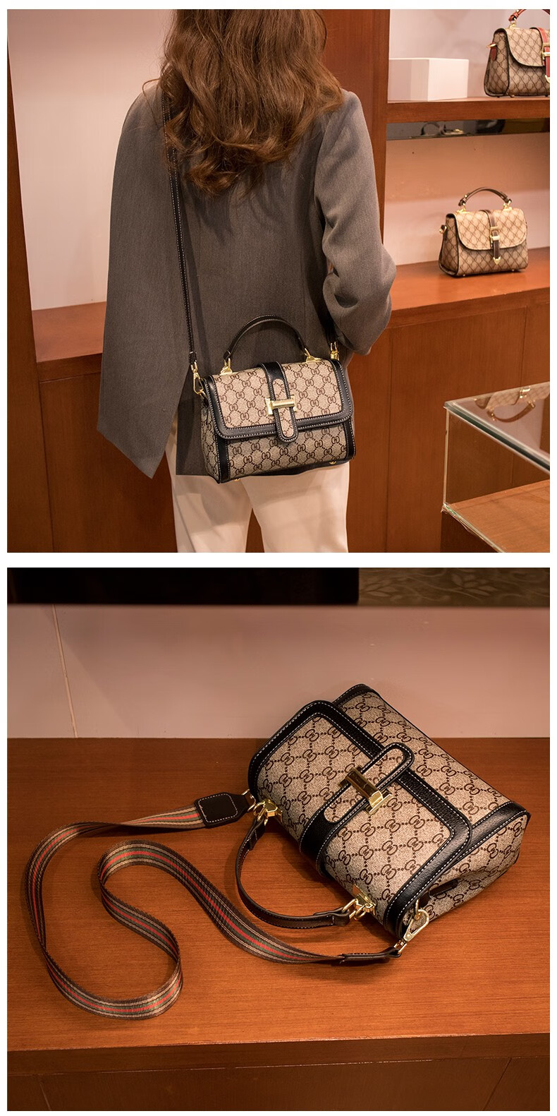 古驰gucci酷奇酷奇包包女包女士包新款时尚小方包印花百搭单肩斜挎包