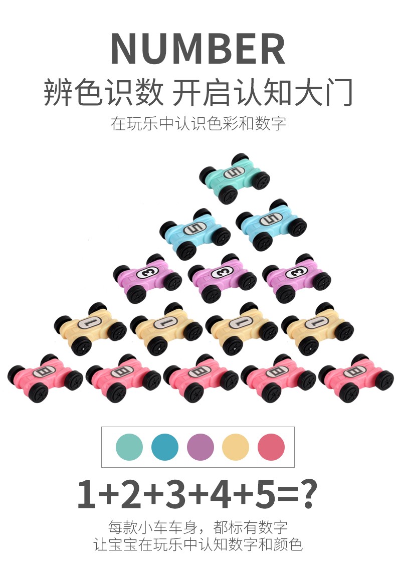 37854-儿童滑翔轨道车小汽车益智玩具男孩3岁一至二女宝宝1-2-3-4周滑行 粉色初级版【4轨+4车】-详情图