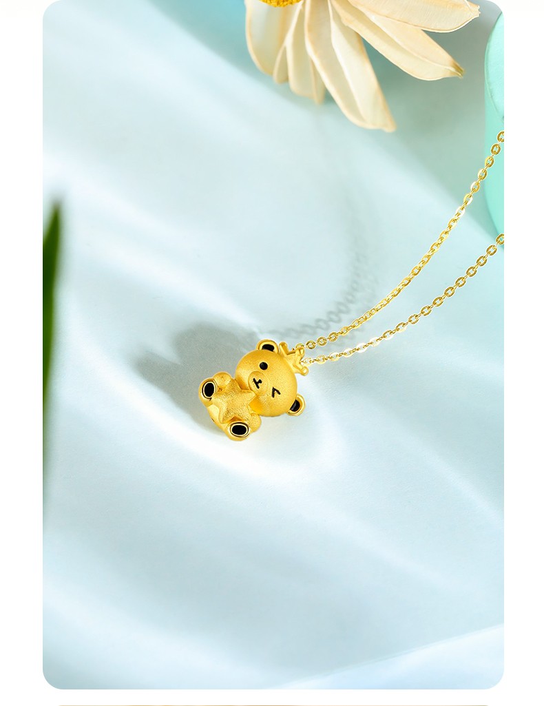 周六福黄金吊坠5d硬金wink熊挂坠挂件宝宝亲子款系列定价单吊坠约07g