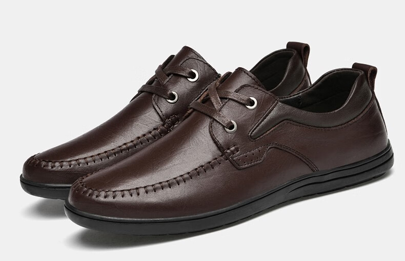 金迈王百搭皮鞋男真皮商务正装头层牛皮纯牛皮软皮中年人系带休闲鞋男