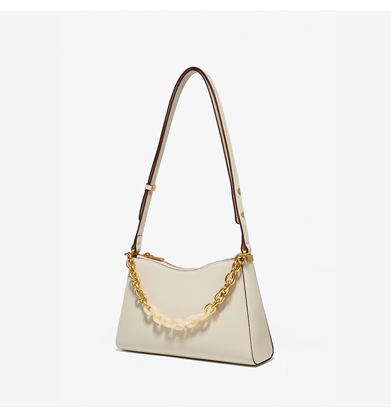 2022新款时尚复古百搭法棍包斜挎单肩腋下包女潮 620909 拿铁棕【图片