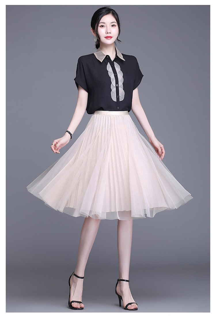 萨拉维夫品牌米色半裙a字半身2022裙夏垂感纱裙夏季