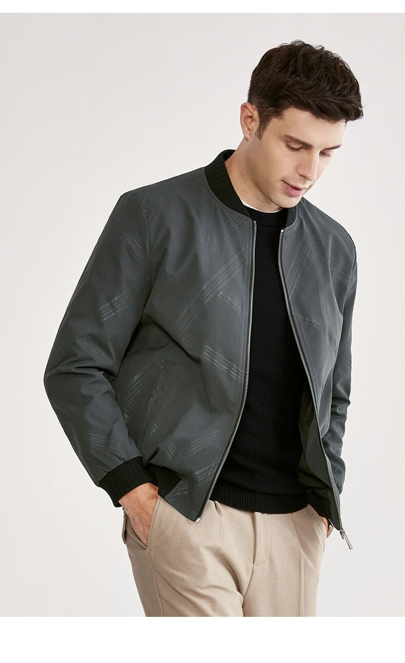 欧迪鸟品牌男装夹克男商务休闲印花棒球领外套男秋季新款中青年男士