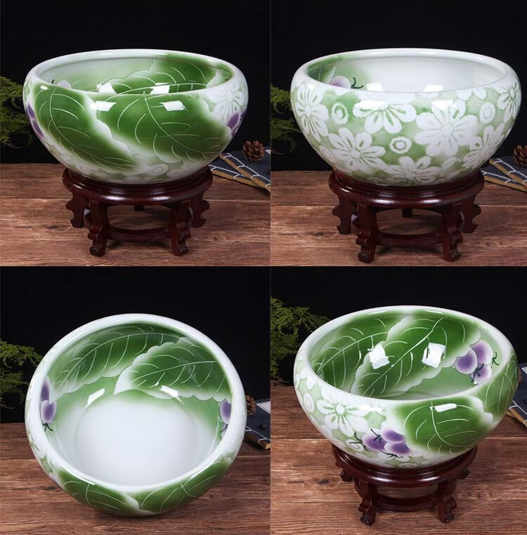 筱宠jd6陶瓷鱼缸大号养鱼盆荷花盆缸金鱼乌龟缸碗莲睡莲盆客厅风水缸