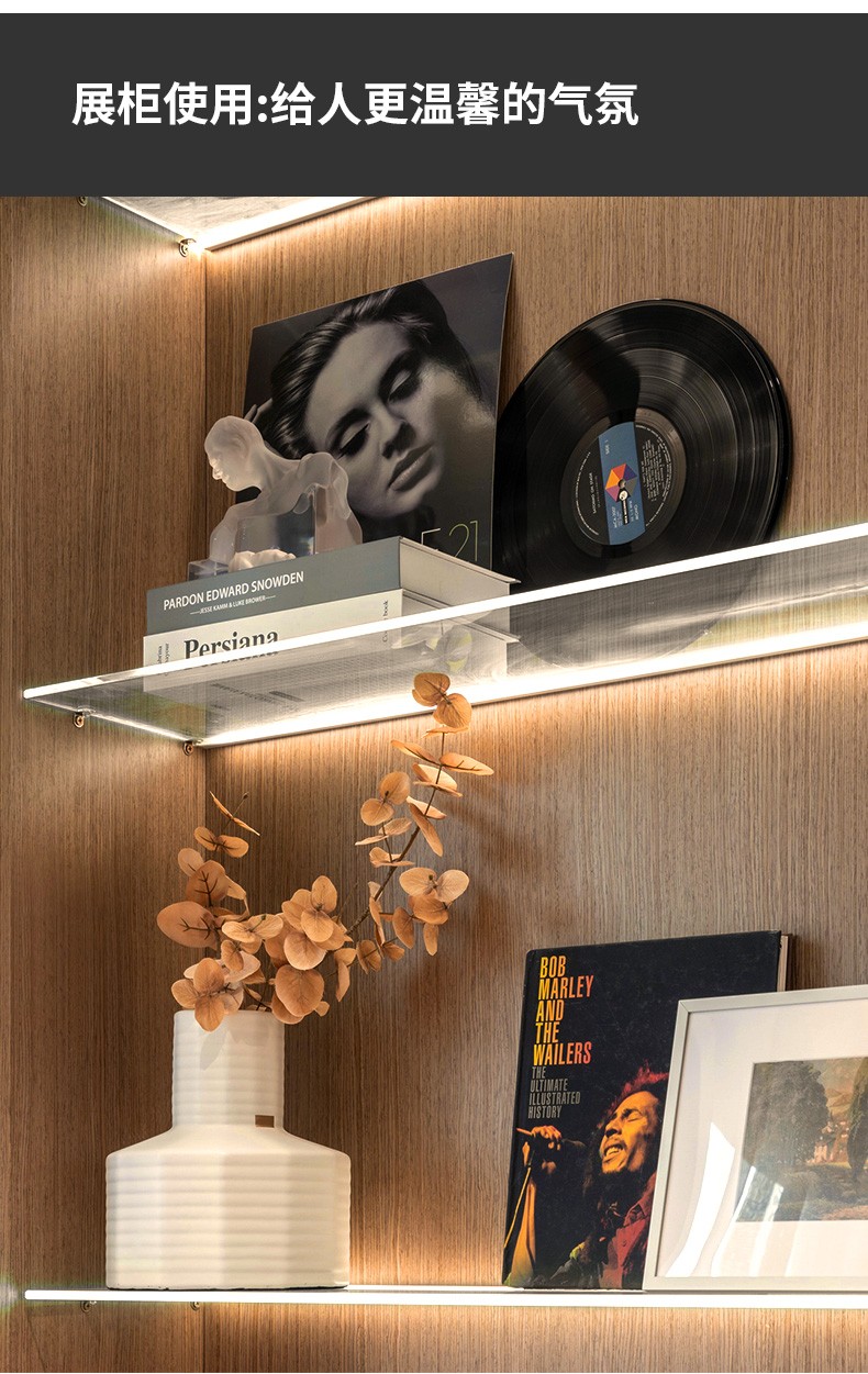 三脚猫三面发光立体嵌入式灯条玻璃层板灯卡8mm厚手扫感应橱柜灯led柜