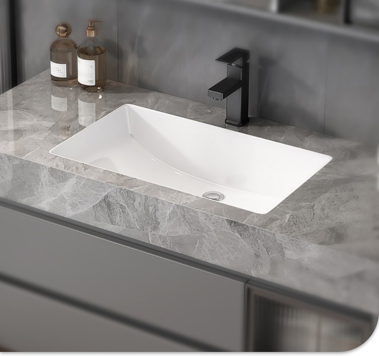 (huamushijia)岩板无缝拼接陶瓷一体盆浴室柜组合卫生间洗漱台洗手台