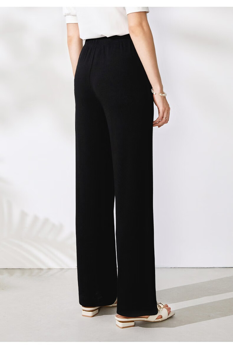 夏季新品osa欧莎夏季22新款黑色冰丝直筒裤女夏薄款高腰ol职业宽松