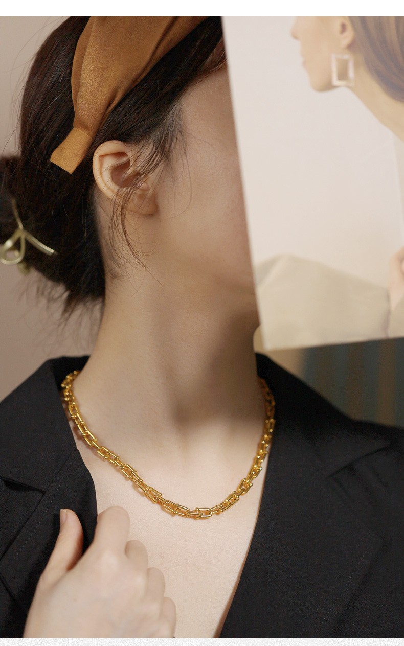 龙传珠宝黄金马蹄链女足金999马蹄项链5g锁骨链黄金项链女马蹄扣送